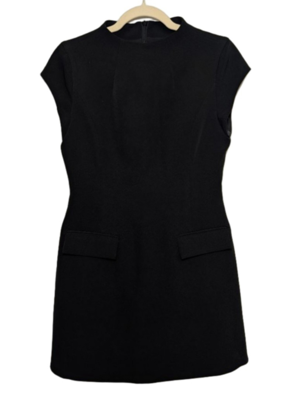 Commense Black Mini Dress with Cap Sleeves